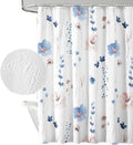 Watercolor Floral Shower Curtain 3D Embossed Butterflies - Waterproof