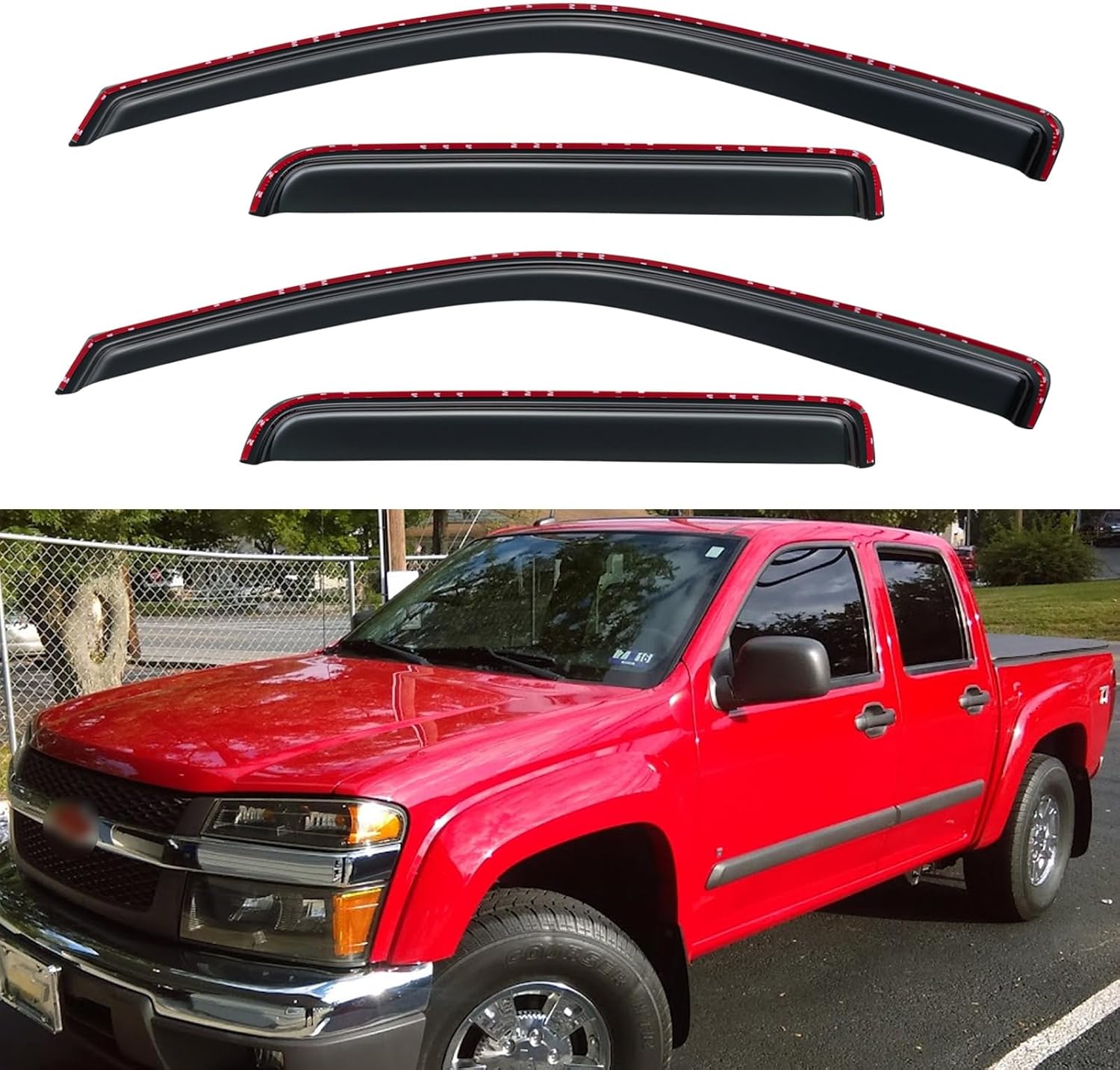 In-Channel Window Visors for 2004-2012 Chevy Colorado Crew Cab