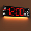 16 in Large Digital Wall Mount Clock - Bright LED, Timer & Temp