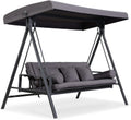 PURPLE LEAF Outdoor Patio Porch Swing Adjustable Backrest - 3-Seat
