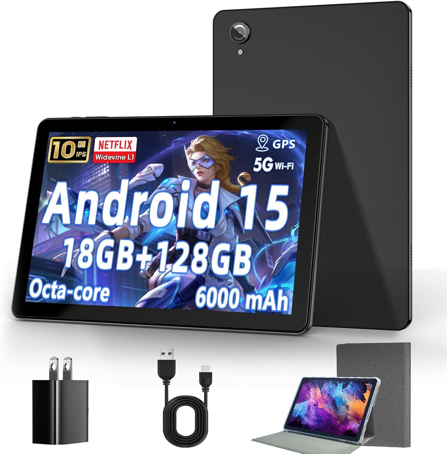 10 Inch Android Tablet with 18GB RAM and 128GB Storage Options