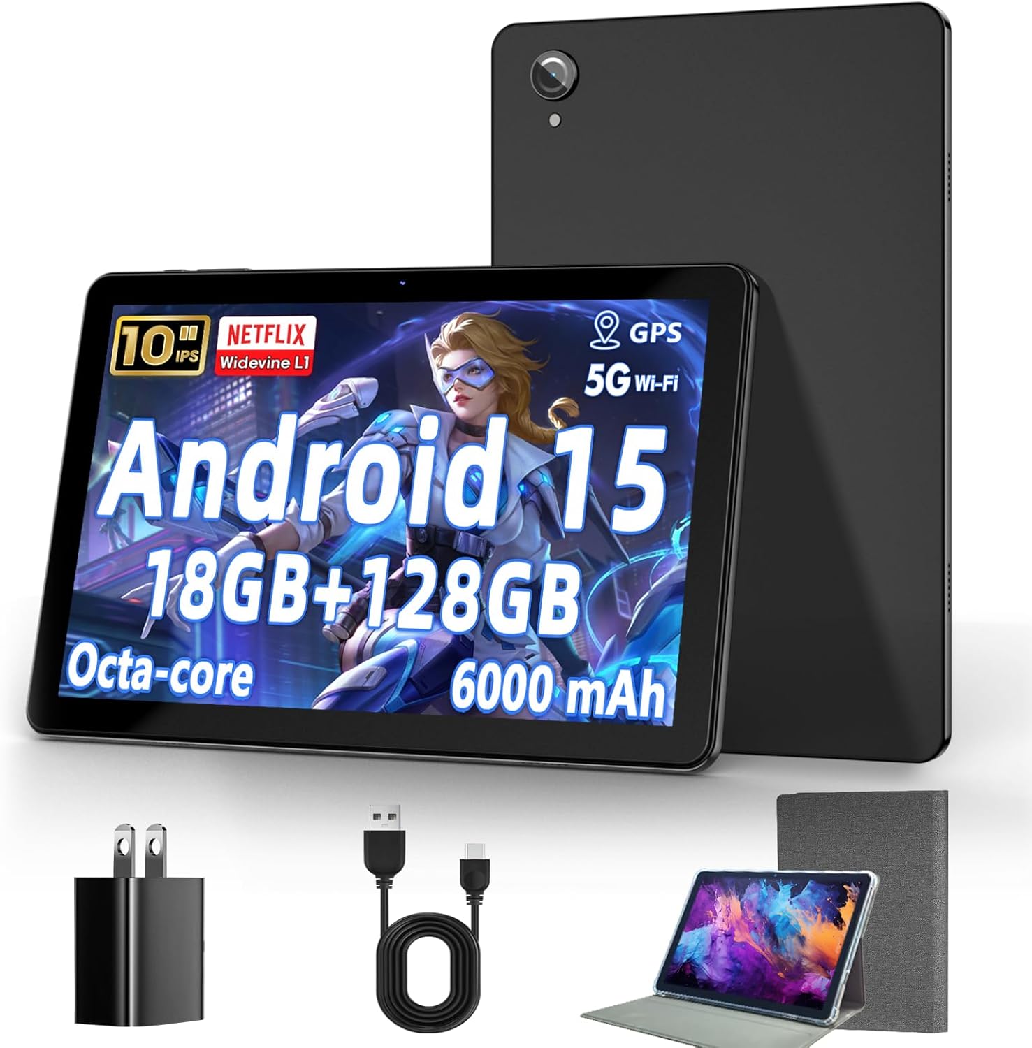 10 Inch Android Tablet with 18GB RAM and 128GB Storage Options