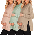 Maternity Long Sleeve Shirts by Ekouaer with Side Ruched Design