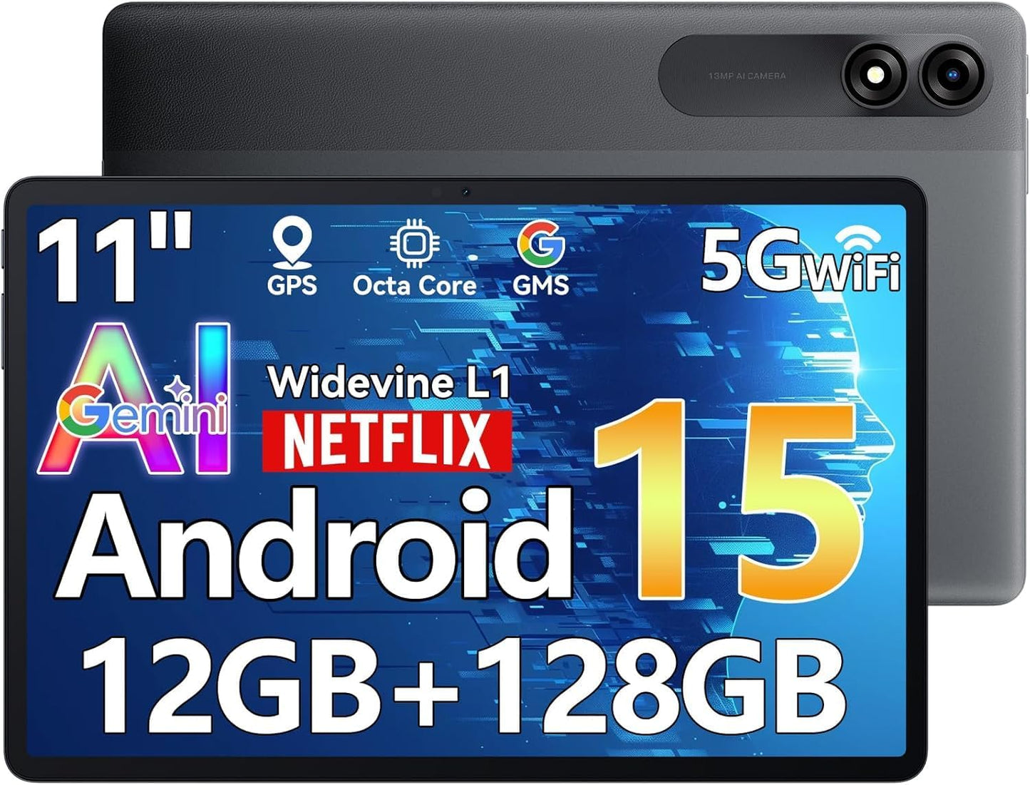 Blackview Android Tablet 11 inch with 12GB RAM and 128GB Storage