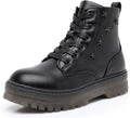 Girls Combat Boots Ankle Booties Lace Up with Side Zipper - Easy