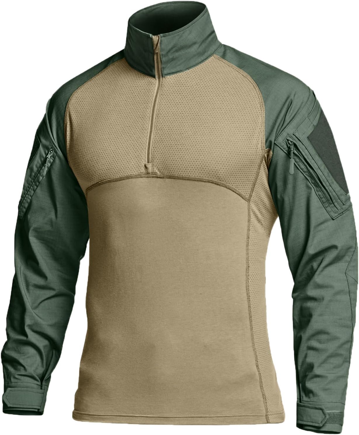 CQR Men's Combat Shirt Tactical 1/4 Zip Long Sleeve Camo Top