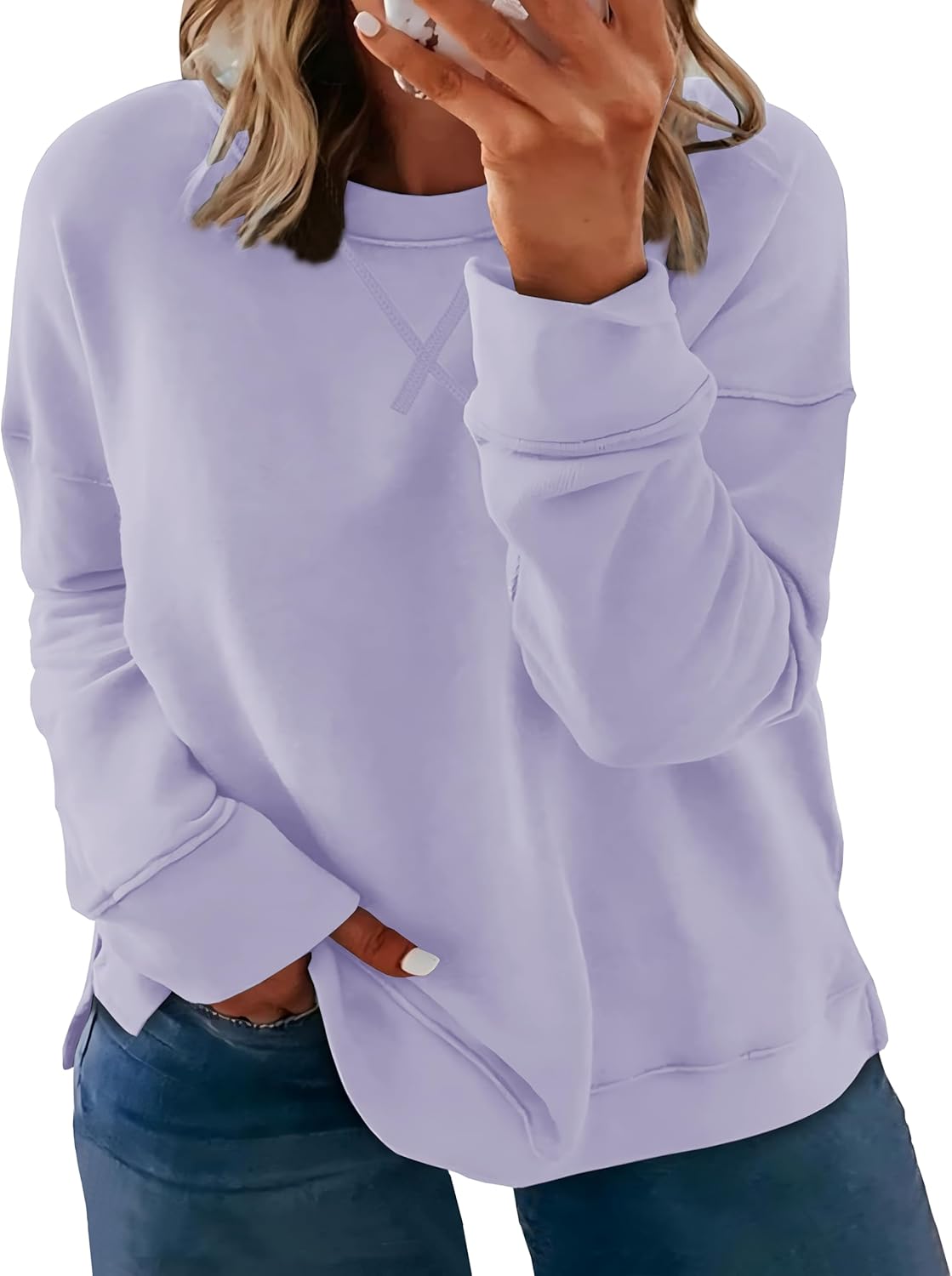 Women's Plus Size Casual Crew Neck Sweatshirt for Fall Fashion