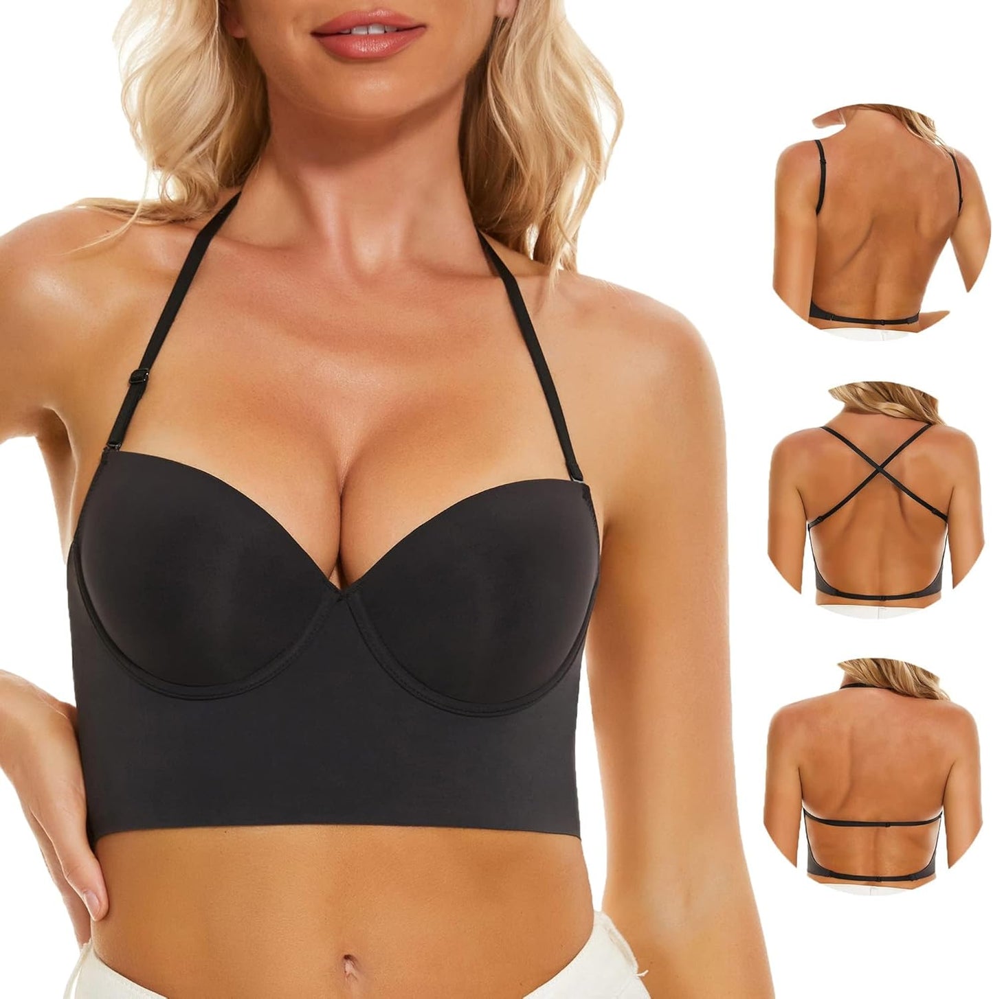 Low Back Bras for Women, Seamless Underwire Invisible Bra