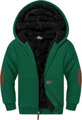 Unisex Kids Fleece Hoodie Sherpa Lined Zip Up Jacket - Warm and Soft )