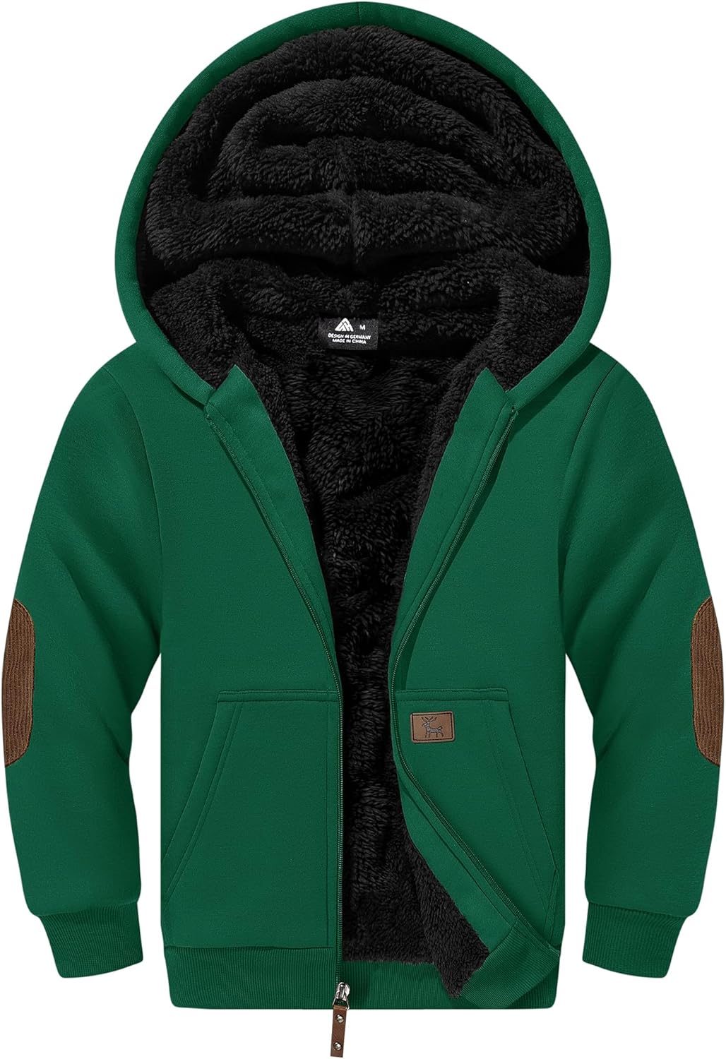Unisex Boys Girls Fleece Hoodie Sherpa Lined Jacket for Kids