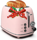 Baby Pink 2-Slice Retro Toaster with 6 Settings - Extra-Wide Slots