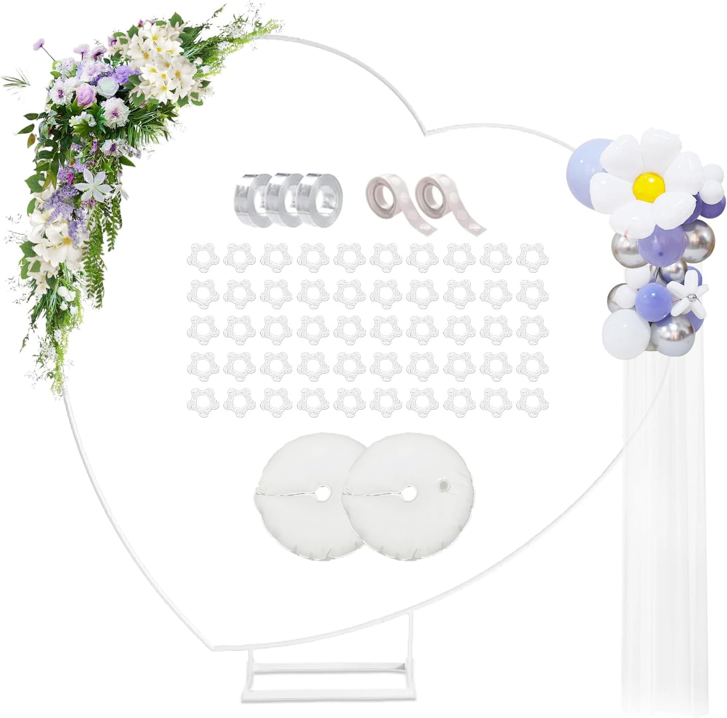 Tilted Heart Shaped Metal Balloon Arch Kit for Weddings & Events