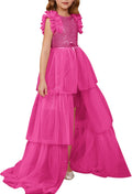 Girls Sequin Ruffle Party Maxi Dress - Sparkling Formal Fit