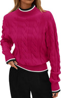 ZESICA Women's Casual Mock Neck Cable Knit Sweater - Cozy Fall Staple