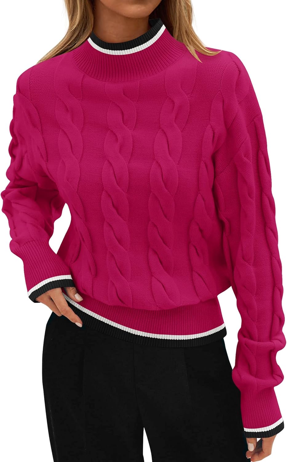 ZESICA Women's Casual Long Sleeve Mock Neck Chunky Sweater