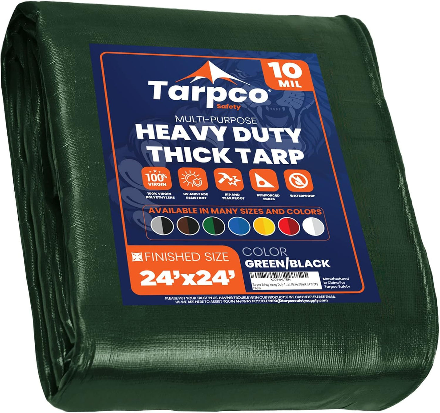 Tarpco Safety Heavy Duty 10 Mil Tarp Cover for All Uses