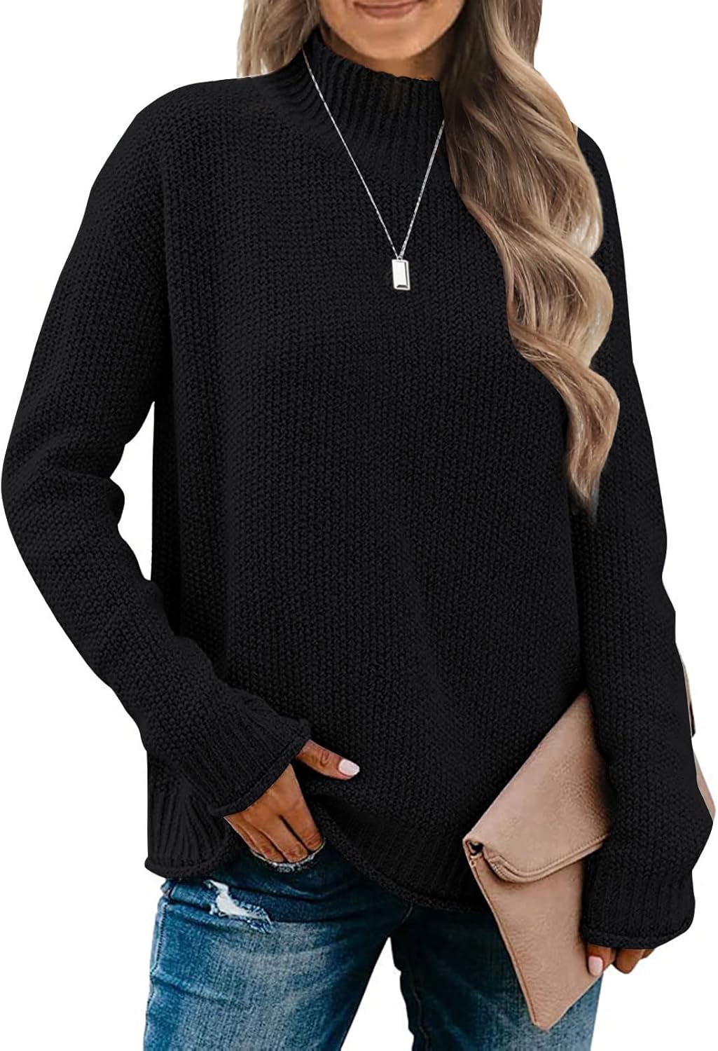 MEROKEETY Women's Turtleneck Long Sleeve Sweater for Fall