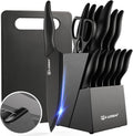 16 Piece Kitchen Knife Block Set with Cutting Board - Complete German