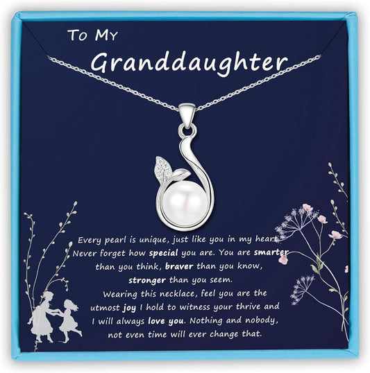 Sterling Silver Freshwater Pearl Necklace for Granddaughter Gifts