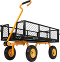 Heavy Duty Mesh Steel Garden Cart Folding Utility Wagon - 550 lb