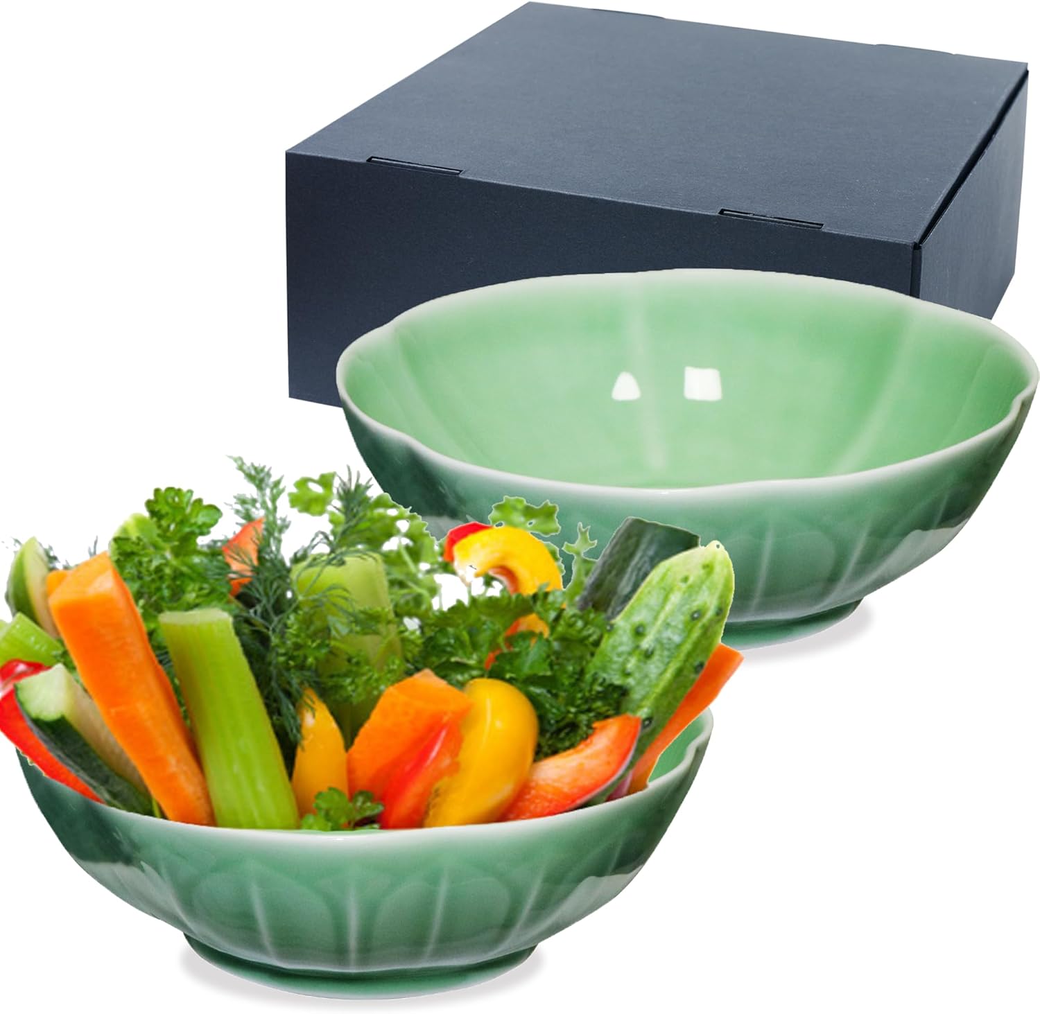 Lotus Design Celadon Bowls Set x2 | UNESCO Heritage Craft