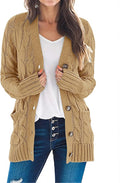 MEROKEETY Womens 2025 Fall Cable Knit Button Cardigan - Cozy Layering