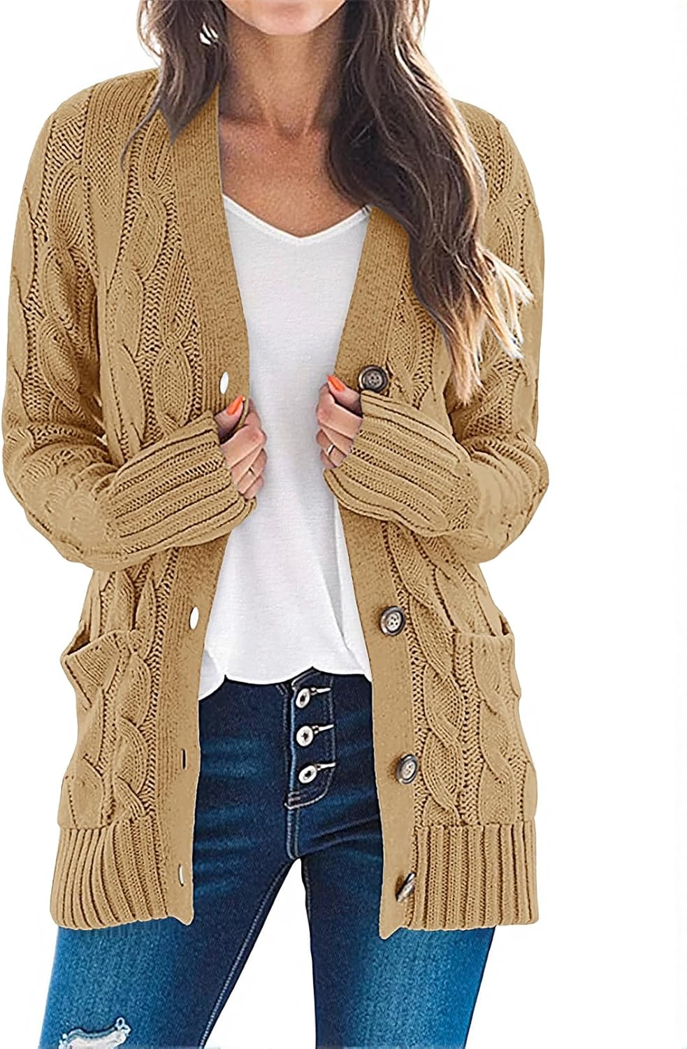 MEROKEETY Women's Cable Knit Cardigan for Fall and Winter Wear