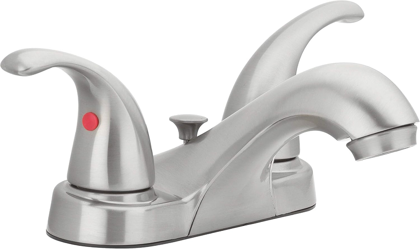 Aqua Vista Two Handle Bathroom Sink Faucet in Brushed Nickel