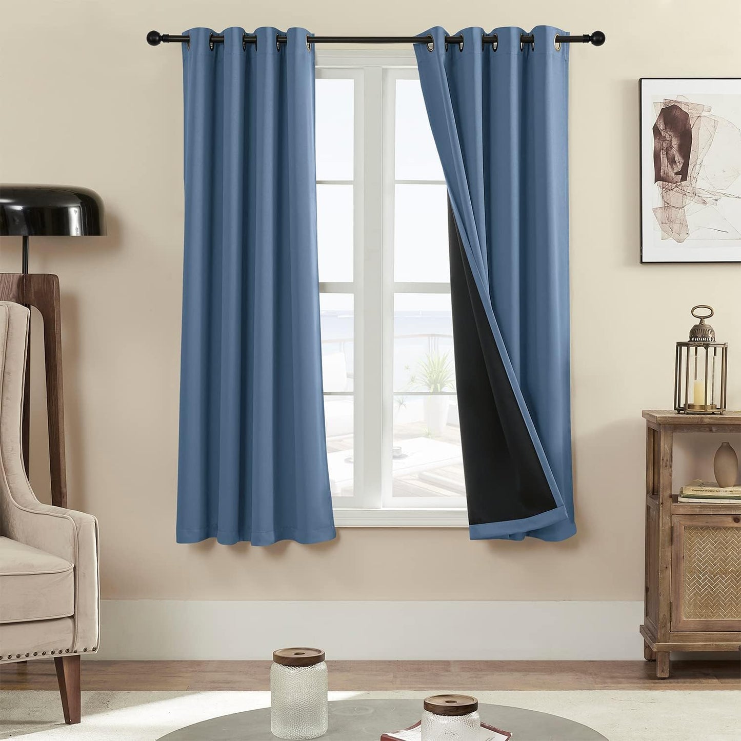 Rutterllow Extra Thickness Blackout Curtains for Bedroom & Living Room