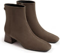 Coutgo Womens Ankle Boots Chunky Low Heel Square Toe Booties measures