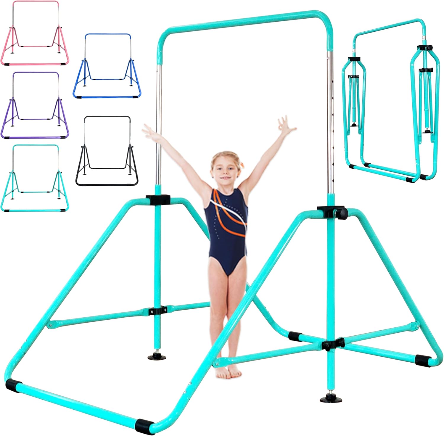 Foldable Gymnastic Bar for Kids 3-9, 9 Height Levels, 200 lbs