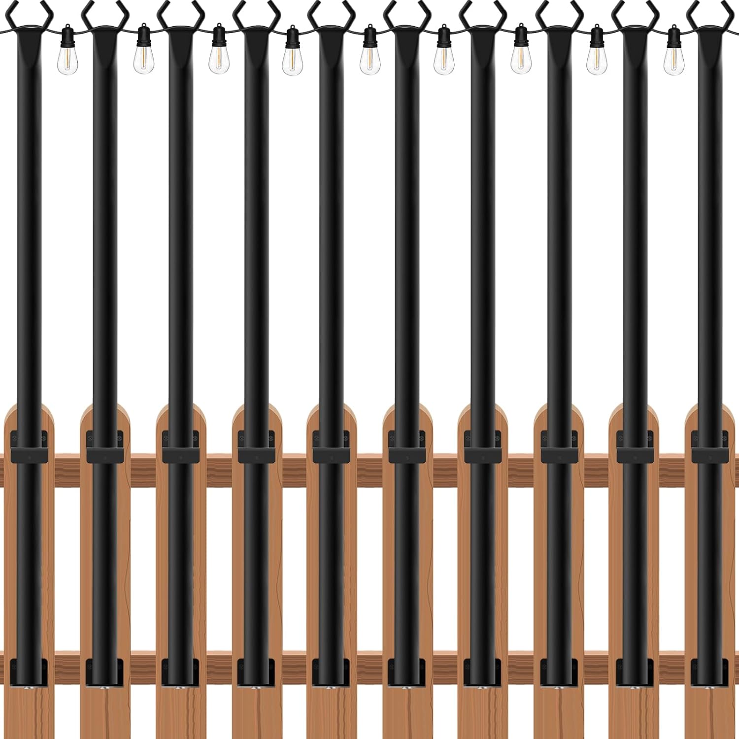 String Light Poles for Outdoor Use - 10 Pack 5Ft Metal Stands