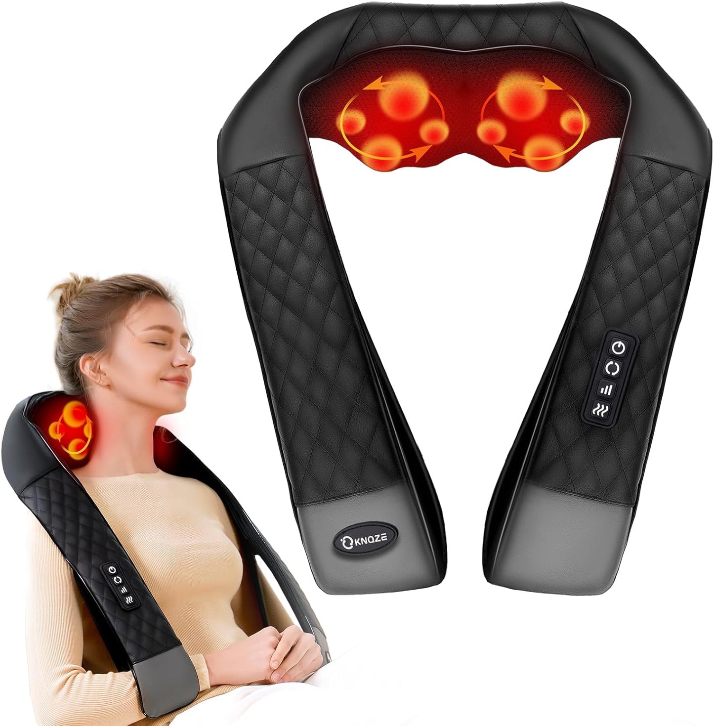 KNQZE Shiatsu Neck Massager with Heat for Deep Tissue Relief