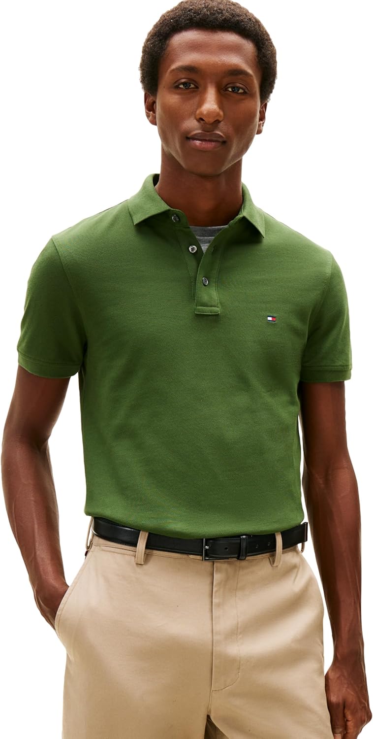 Tommy Hilfiger Mens Slim Fit Polo Shirts with Organic Cotton