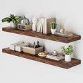 48W x 12D Long Floating Shelf Set of 2 - Deep Rustic Wall Shelves