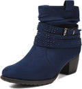 Women's Mid Calf Boots Round Toe Slouchy Zip Booties - Cushioned Ankle