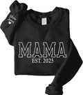 Personalized Embroidered Mama Sweatshirts V-Notch - Custom Mom Gift