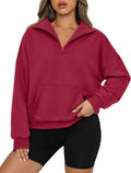 PRETTYGARDEN Quarter Zip Cropped Sweatshirt - Cozy Everyday Layer
