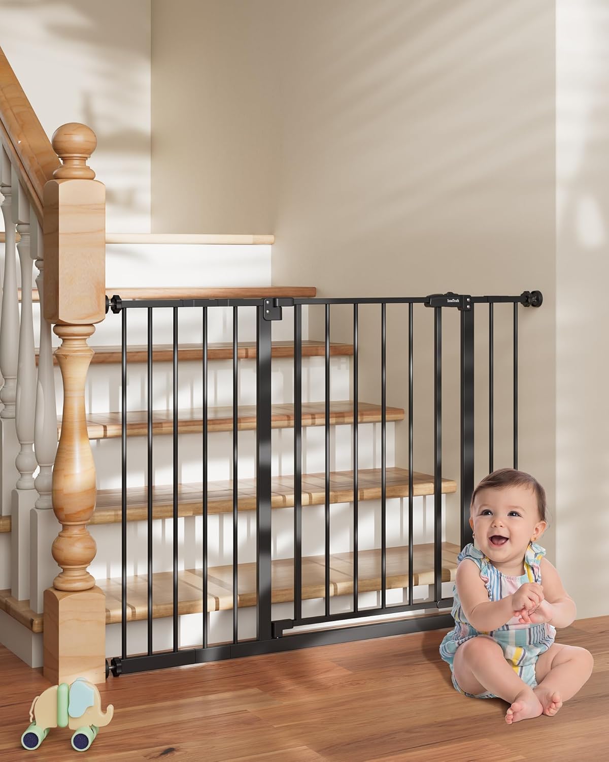 InnoTruth Baby Gate for Stairs - One-Handed Safety Solution