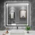Amorho 36in x 36in LED Bathroom Mirror with Black Frame - Bright Dual
