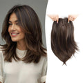 Hair Topper 12in Clip in for Women - Medium Brown with Highlights