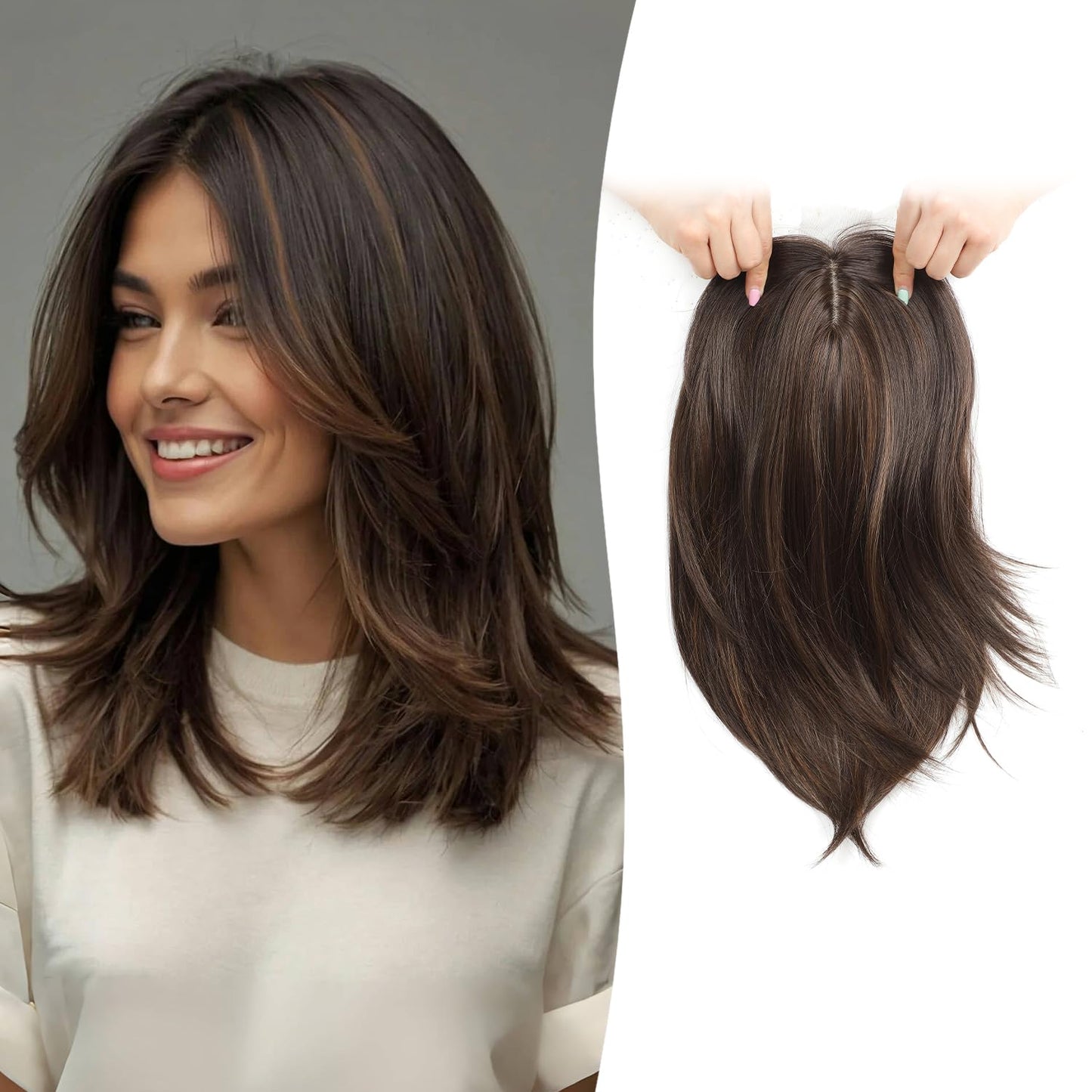 Hair Topper 12in Clip in Synthetic Hair Toppers for Women