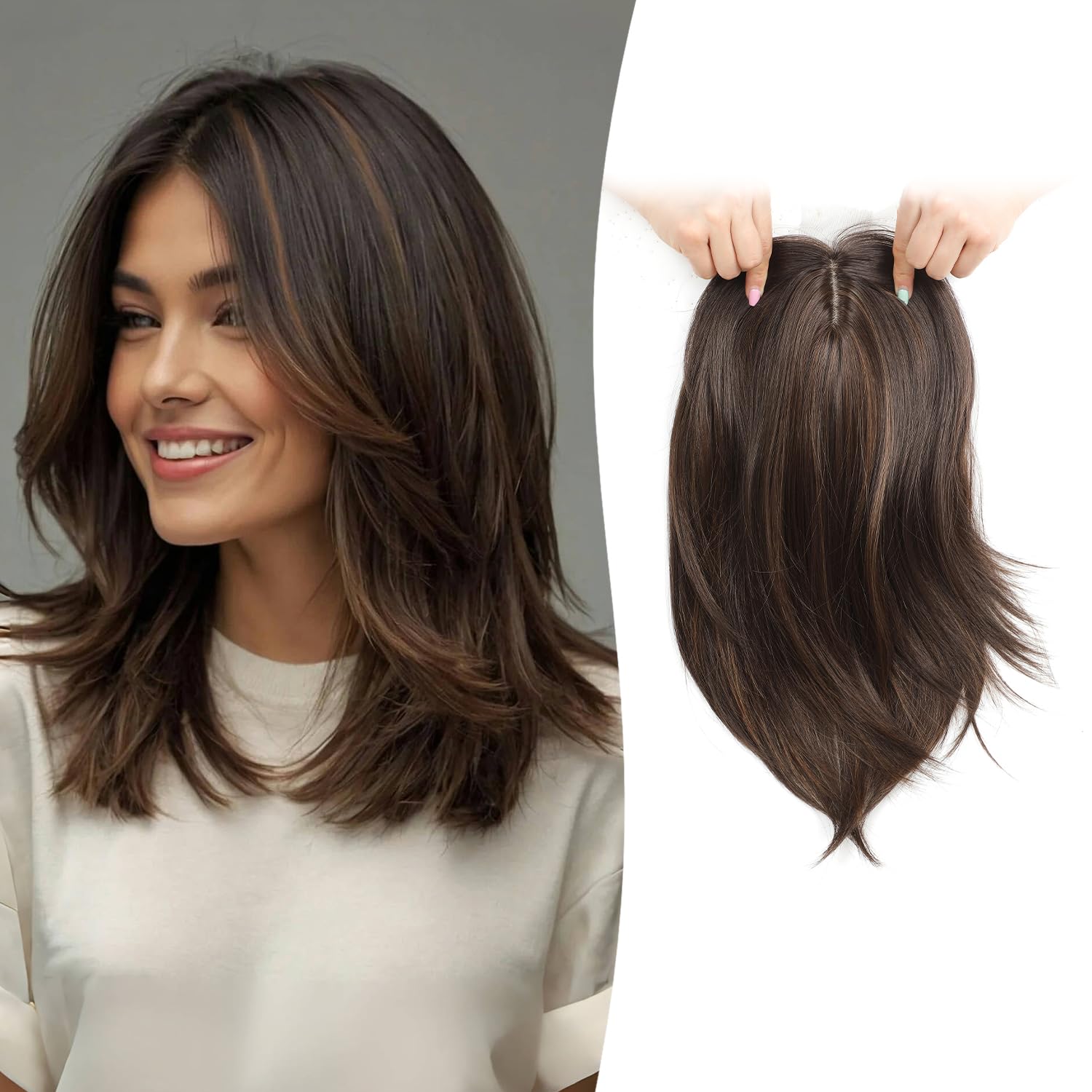 Hair Topper 12in Clip in Synthetic Hair Toppers for Women