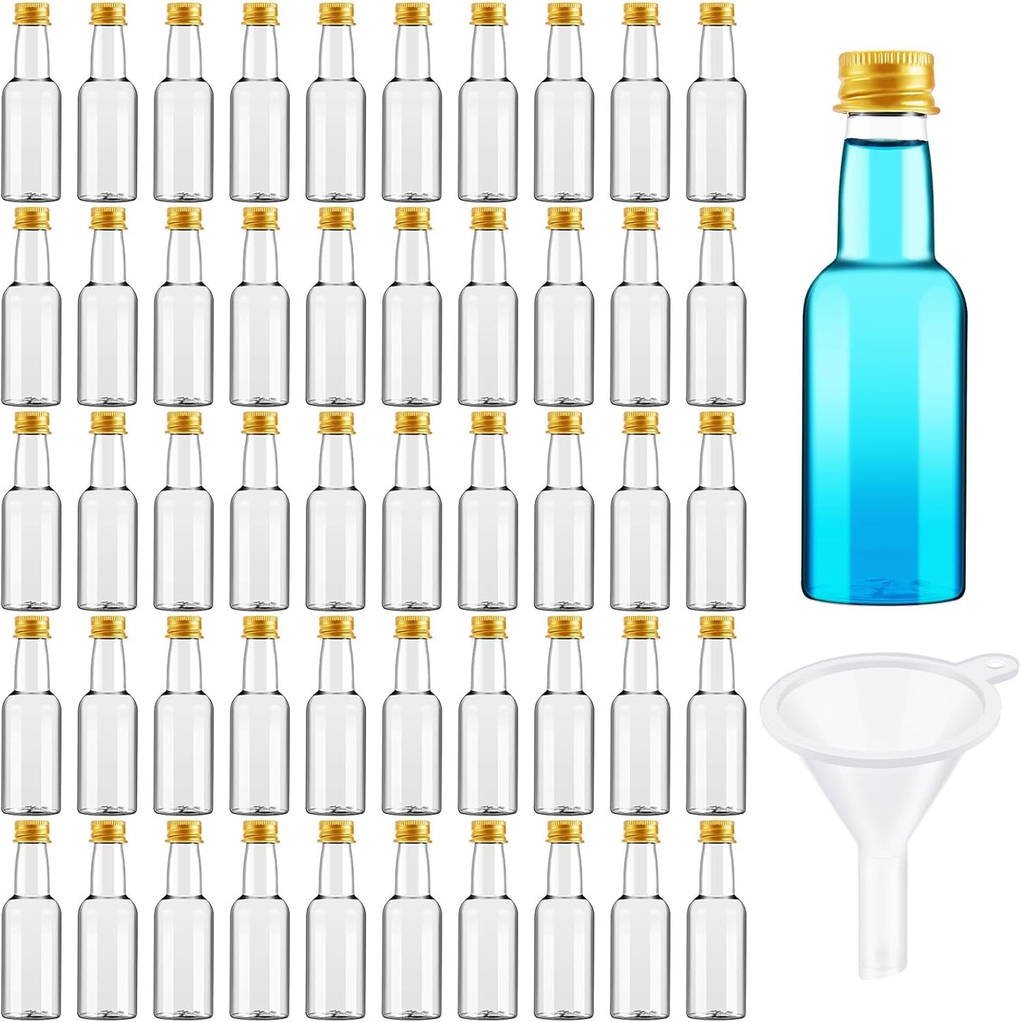 Mini Liquor Bottles for Parties - 100 Pcs Plastic Holders