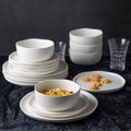 AmorArc Ceramic Dinnerware Set for 4 - Wavy Rim Stoneware Plates