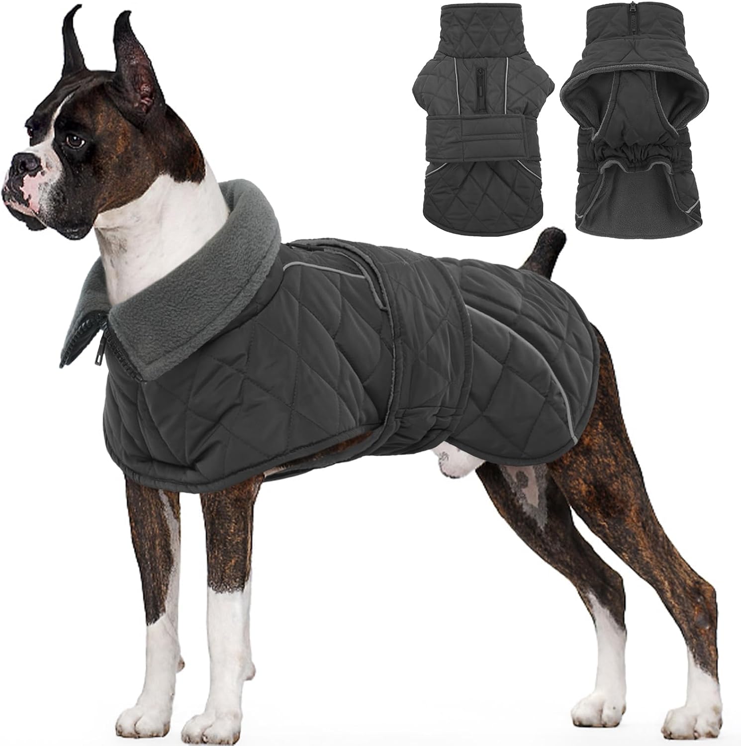 Kuoser Extra Warm Dog Jacket for Large Dogs - Windproof & Reflective