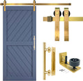Barn Door Hardware Kit Gold 6ft7in Sliding Track - Smooth, Modern