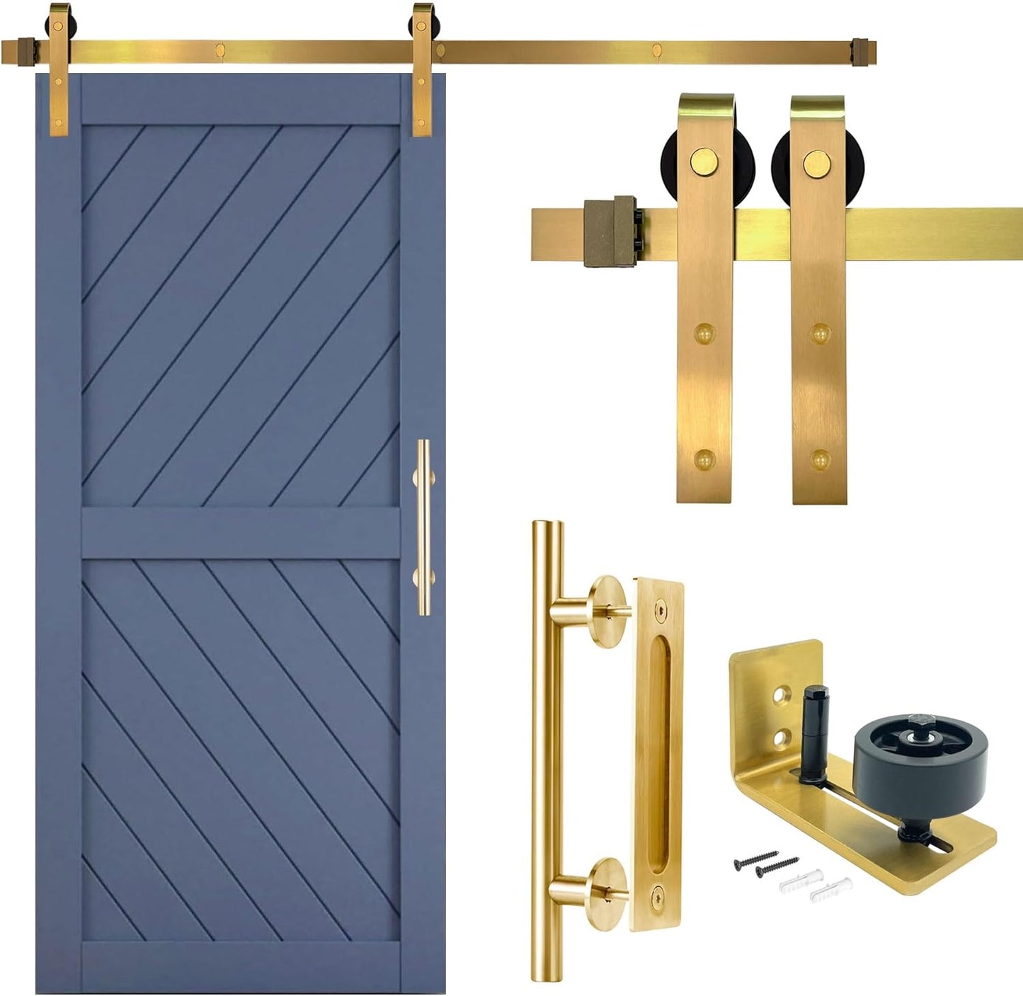 Rio Salto Gold Barn Door Hardware Kit for Modern Interiors