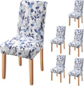 Chair Covers for Dining Room 6 Pack - Watercolor Leaves Printed