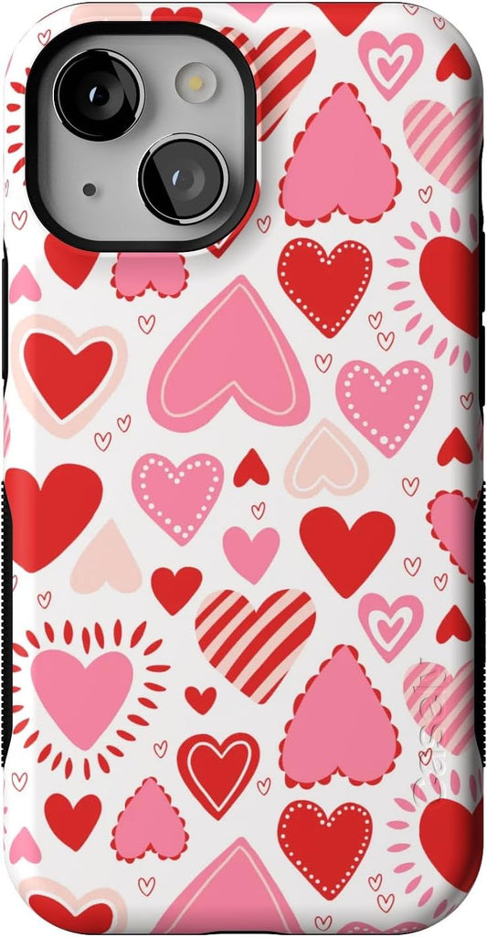 Casely iPhone 13 Mini Case Love Struck with Pink Heart Stickers